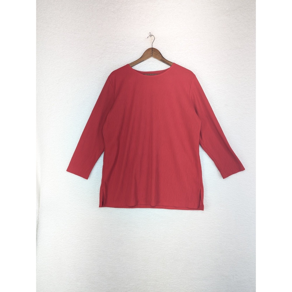 Vintage Relaxed Choices Sweater Women's‎ Red Ribbed Tunic Pullover USA 16W